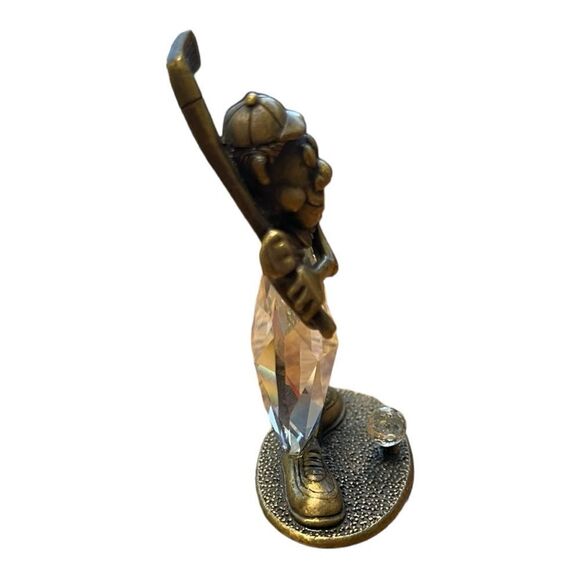 Vintage Manon Crystal Swarovski Clown Golfer Miniature Figurine Gold - Picture 3 of 9